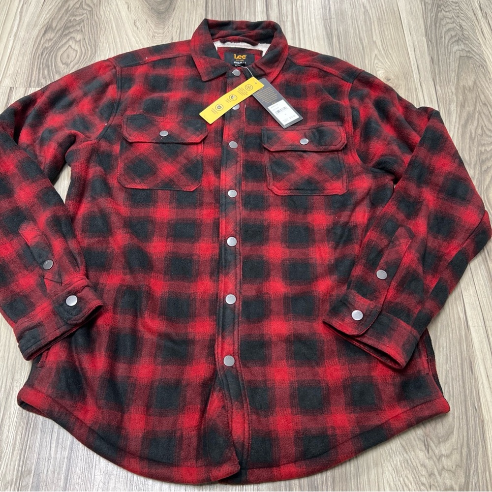 LEE Flannel Sherpa Lined Heavy Shacket Shirt Men's Size Medium $70 NWT